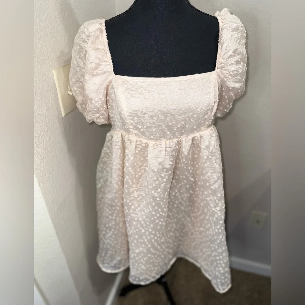 Storia Blush Pink Cottagecore Babydoll‎ Dress With Puff Sleeves- M - Picture 2 of 9